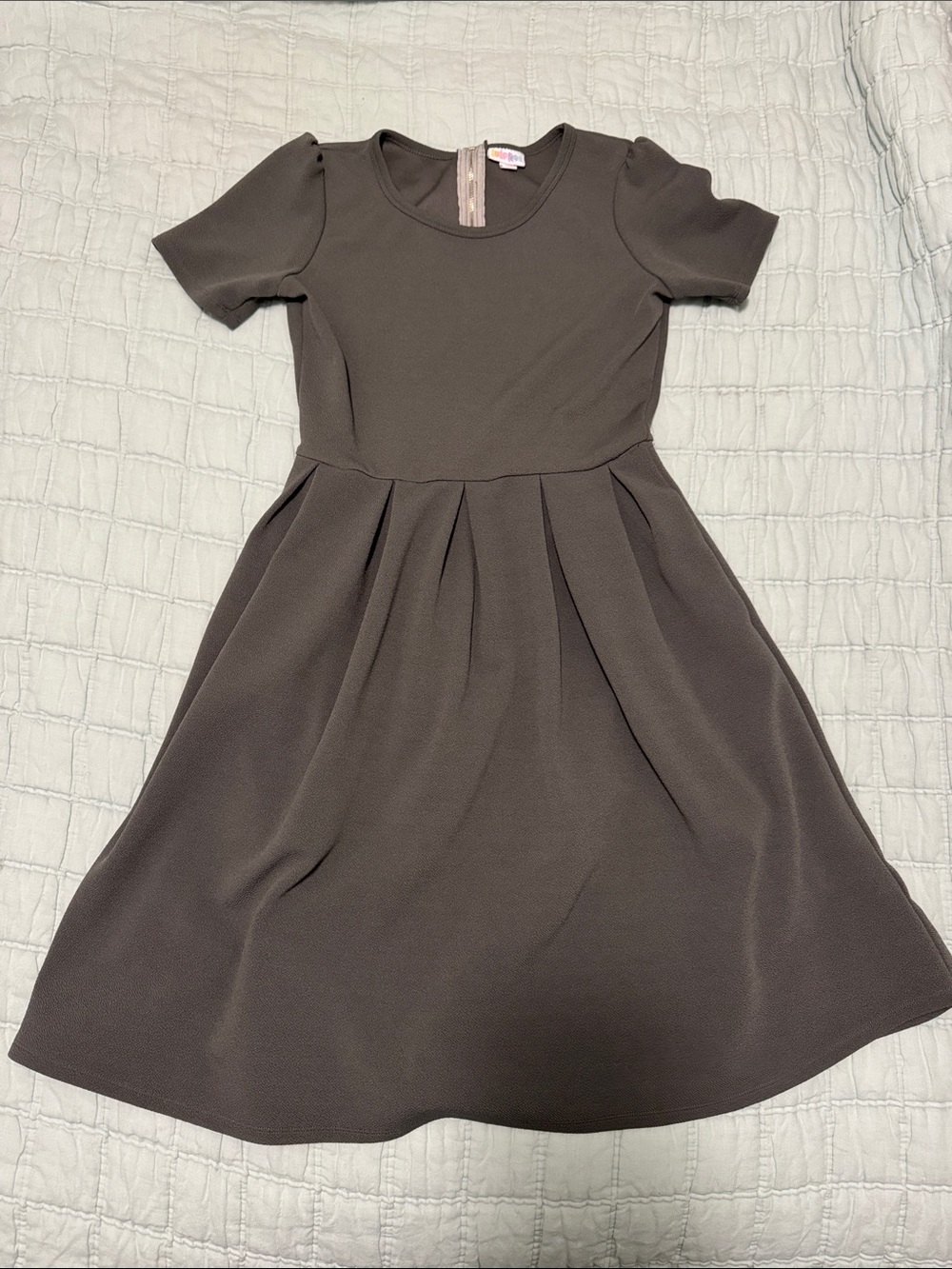 LuLaRoe Girls Short-Sleeve Fit & Flare Dress in Charcoal Gray
